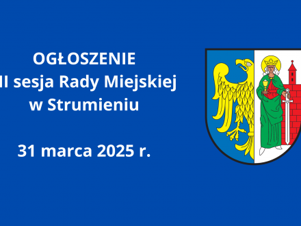 Grafika- Ogłoszenie o sesji Rady Miejskiej w Strumieniu